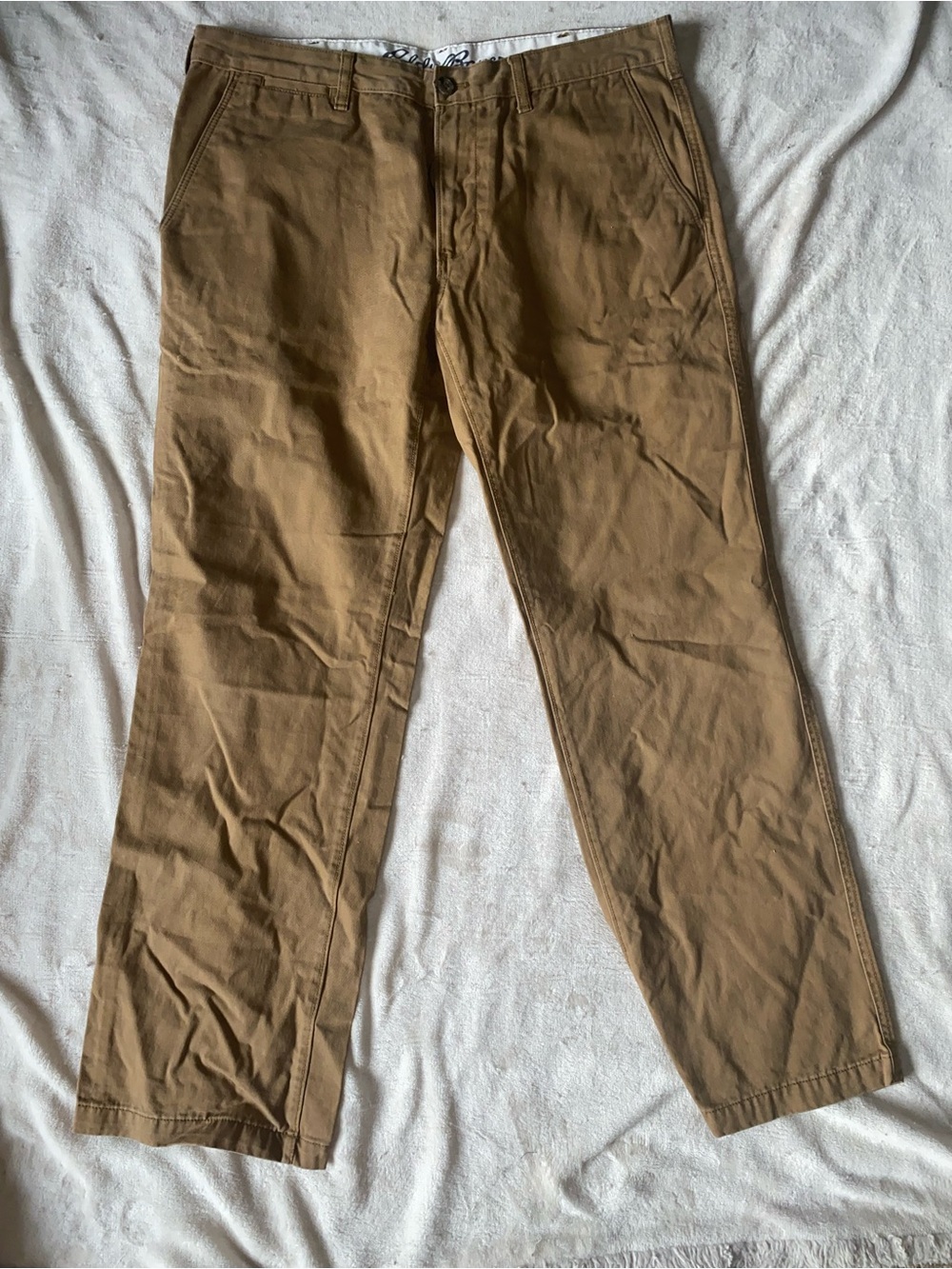 Eddie Bauer Men's Tan Straight-Leg Chinos